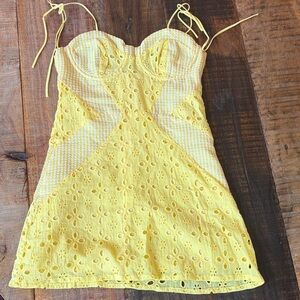 Strangers & Lovers Yellow Eyelet Sun Dress